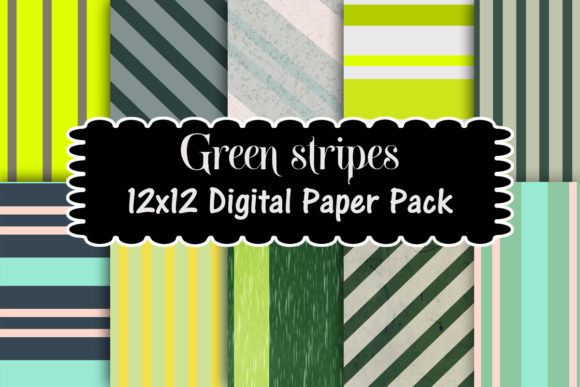 Download Green Stripes Digital Paper Pack - Digital Collection
