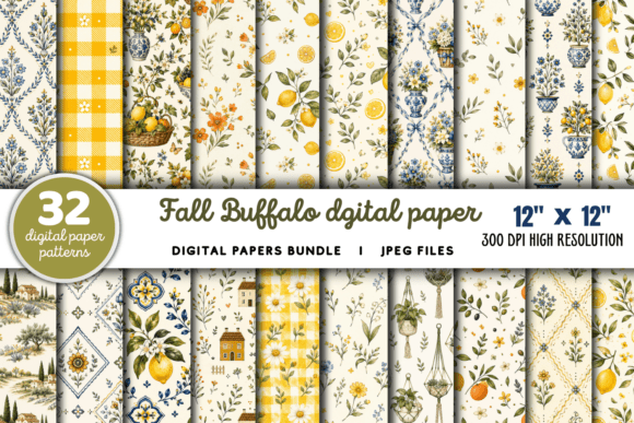 Download Fall Buffalo Digital Paper Graphics - Digital Collection