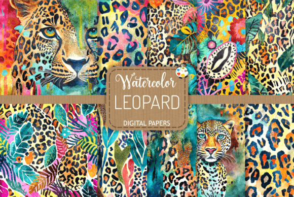 Download Leopard - Watercolor Digital Papers - Digital Collection