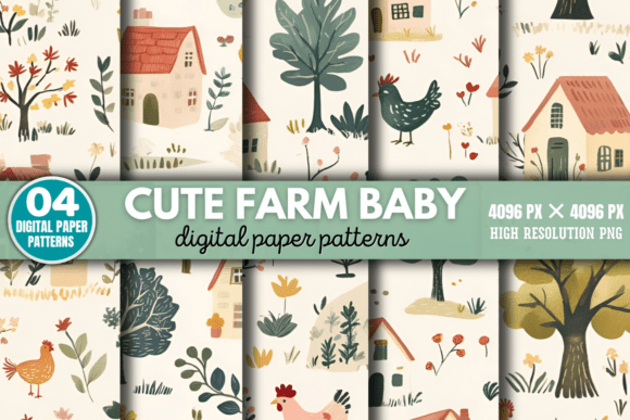 Download Cute Farm Baby Pattern Digital Pattern 1 - Digital Collection