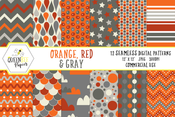 Download Orange, Red, & Grey Seamless Boy Digital Paper - Digital Collection