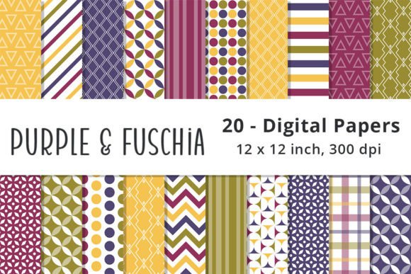 Download Purple &amp; Fuschia Digital Scrapbook Paper - Digital Collection