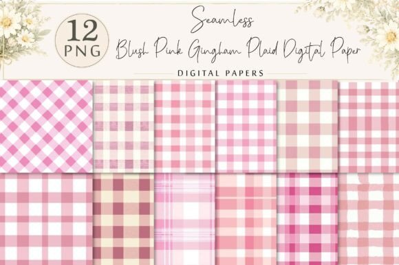Download Blush Pink Gingham Plaid Digital Paper - Digital Collection
