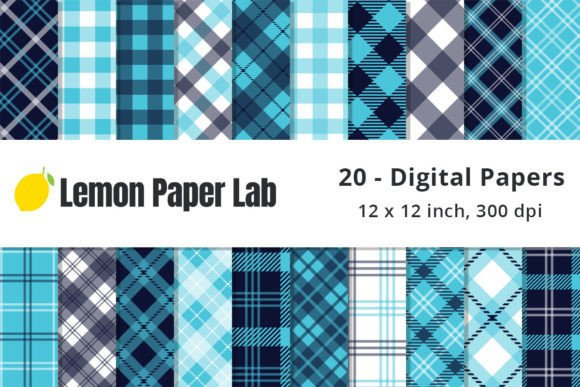 Download Aqua Blue Digital Plaid Scrapbook Paper - Digital Collection