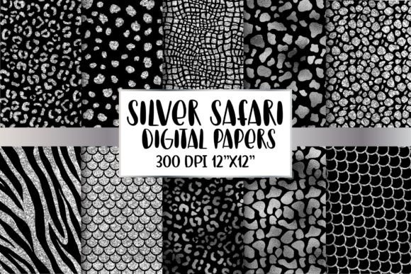 Download Silver Animal Print Digital Papers - Digital Collection