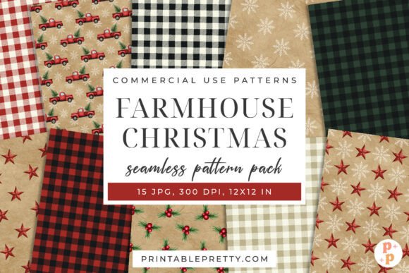 Download Farmhouse Christmas Digital Papers - Digital Collection