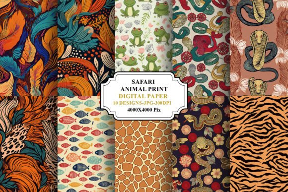 Download Safari Animal Print Digital Paper Bundle - Digital Collection