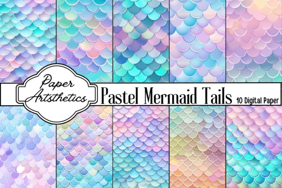 Download Pastel Mermaid Tail Digital Paper - Digital Collection