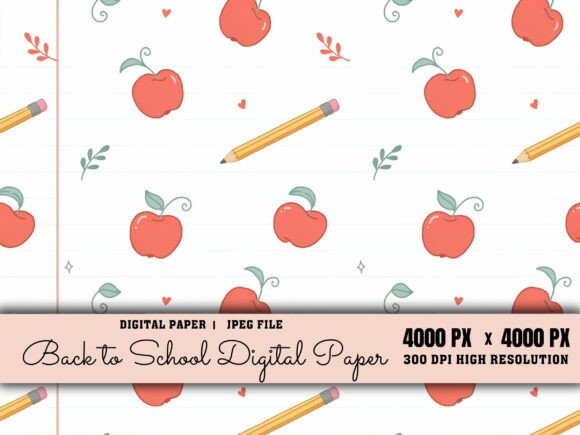 Download Cute Apple Back to School Digital Paper - Digital Collection