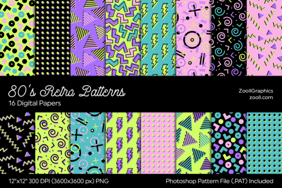 Download 80's Retro Digital Papers - Digital Collection