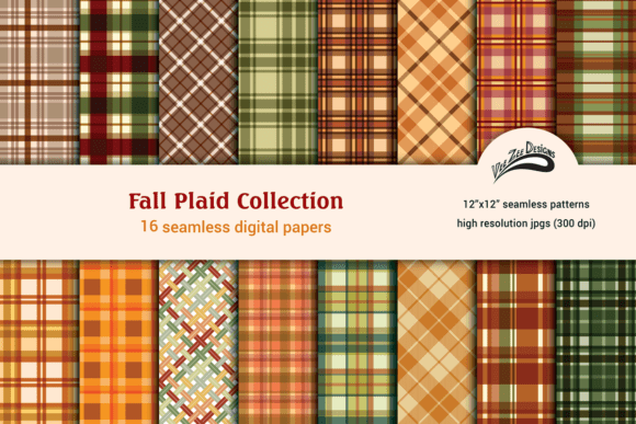 Download Seamless Fall Plaid Digital Paper - Digital Collection