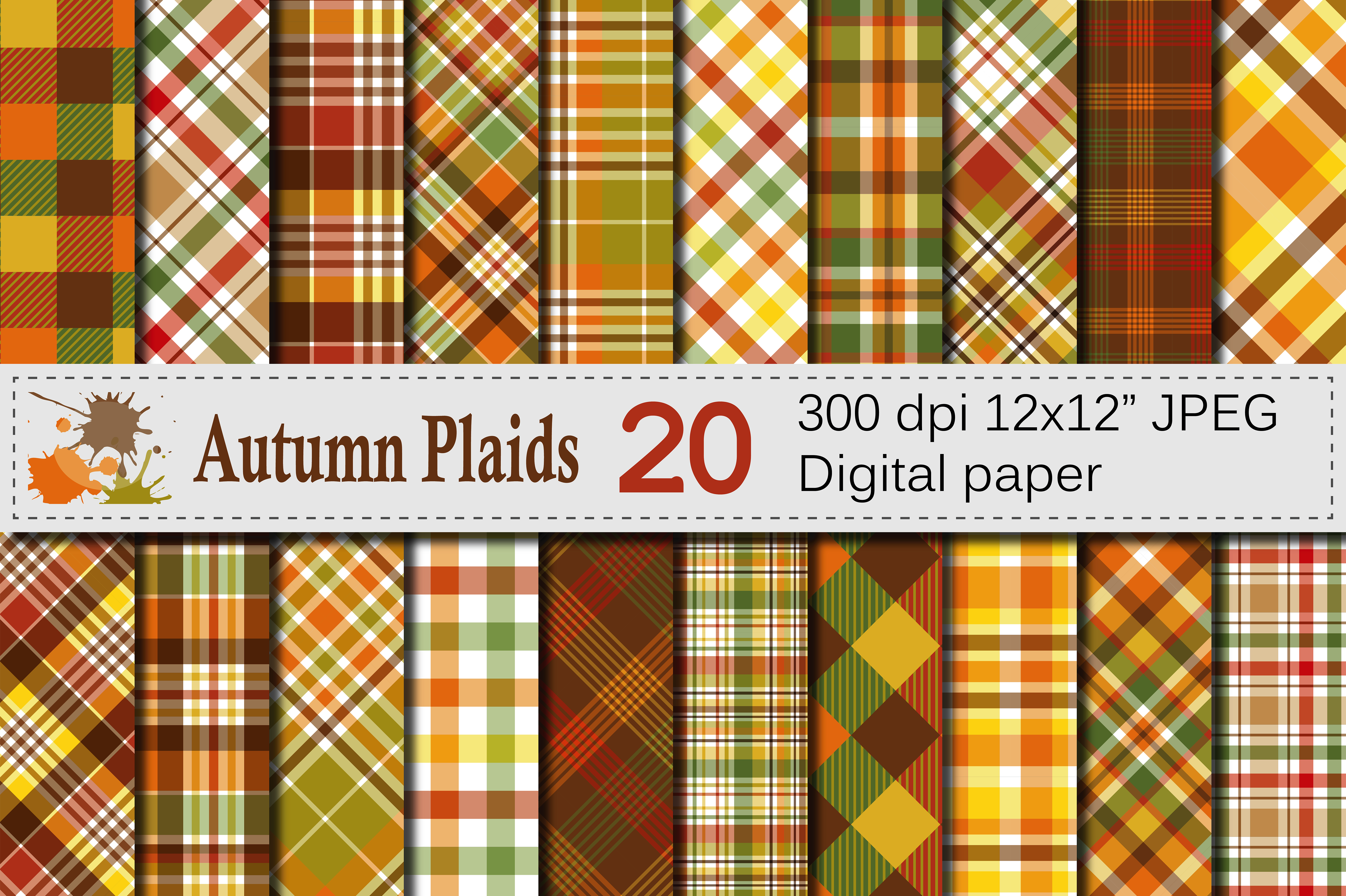 Download Autumn Plaid Digital Paper - Fall Plaid Backgrounds - Digital Collection