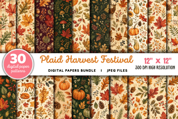 Download Plaid Harvest Festival Digital Papers - Digital Collection