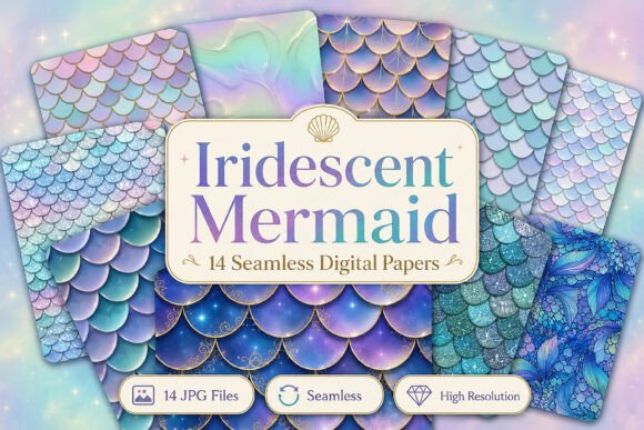 Download Iridescent Mermaid Digital Paper - Digital Collection