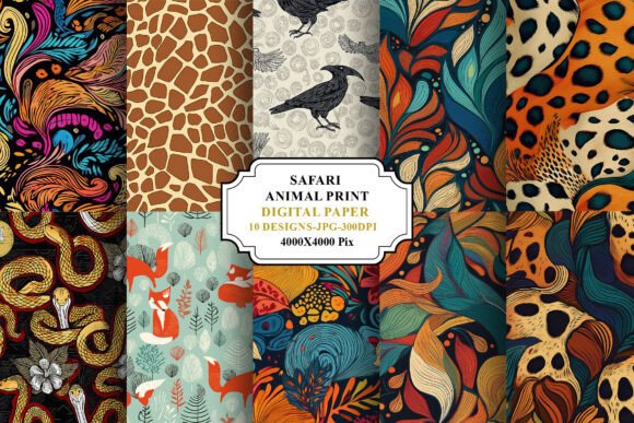 Download Safari Animal Print Digital Paper Bundle - Digital Collection