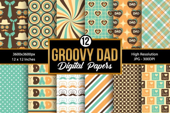 Download Groovy Dad Digital Paper Patterns - Digital Collection
