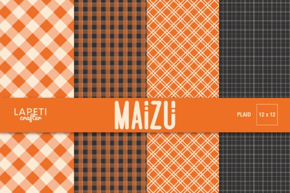 Download Plaid Digital Paper Orange Brown - Digital Collection