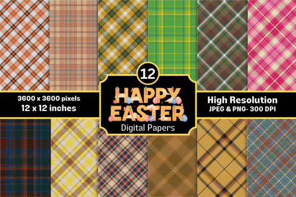 Download Easter Spring Plaid Digital Papers - Digital Collection