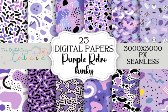 Download Purple Seamless Retro Digital Papers - Digital Collection