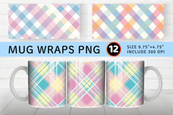 Download Pastel Gingham Repeat Plaids Mug Wrap Su - Mug Collection