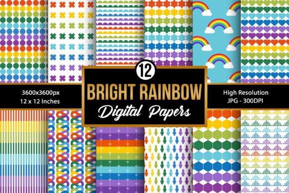 Download Bright Rainbow Colors Digital Papers - Digital Collection