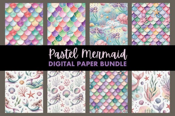 Download Pastel Mermaid Digital Paper Bundle - Digital Collection