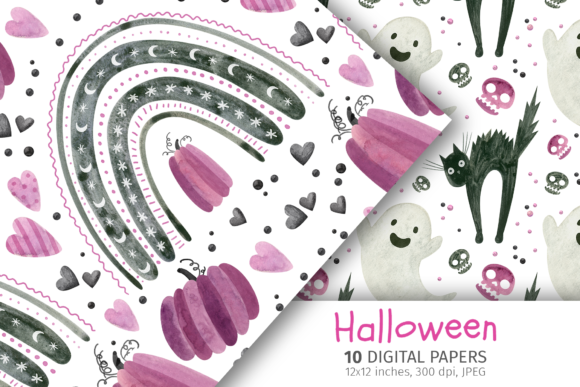 Download Purple Halloween Patterns, Digital Paper - Digital Collection