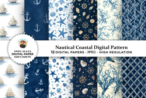 Download Nautical Coastal Digital Patterns - Digital Collection