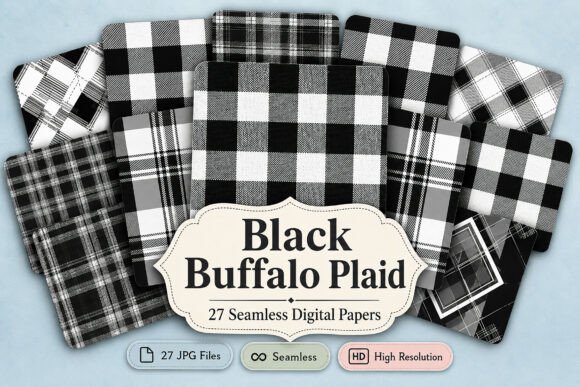 Download Black Buffalo Plaid Digital Paper Bundle - Digital Collection