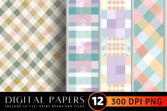 Download Pastel Farmhouse Gingham Digital Paper B - Digital Collection