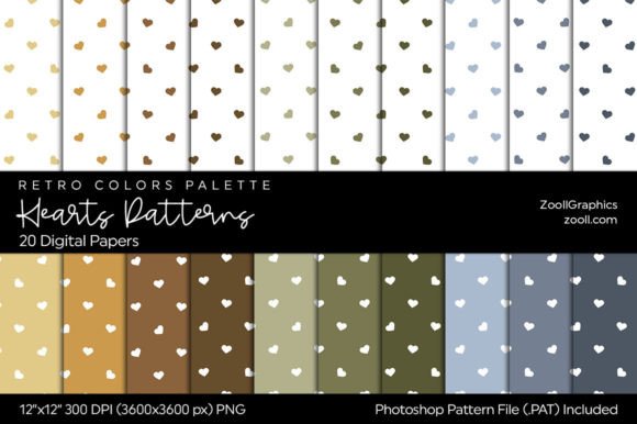 Download Hearts Retro Digital Papers - Digital Collection