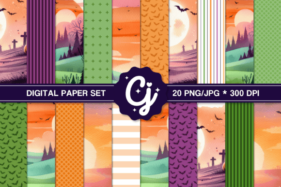 Download Halloween Patterns Set Digital Papers - Digital Collection