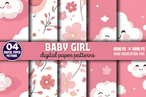 Download Baby Girl Digital Paper Background 3 - Digital Collection