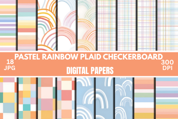 Download Pastel Rainbow Digital Paper Plaid Paper - Digital Collection