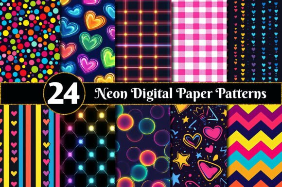 Download Neon Digital Paper Patterns - Digital Collection