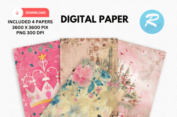 Download Princess Digital Papers Background Pack - Digital Collection