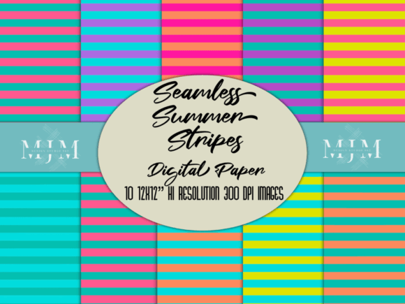 Download Summer Stripes Digital Papers Set - Digital Collection