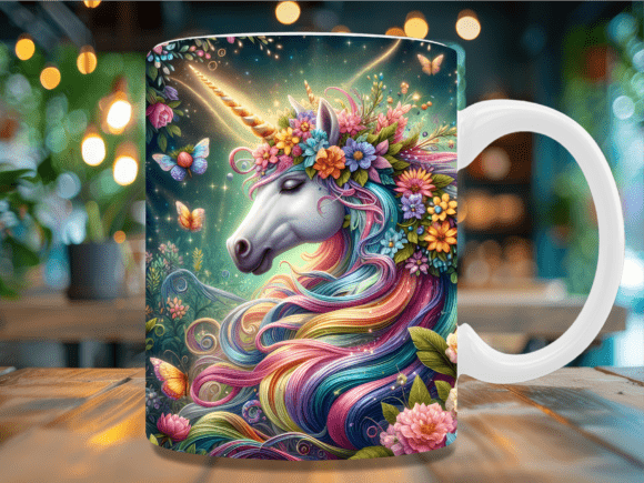 Download Fantasy Floral Unicorn Horn Mug Wrap - Mug Collection