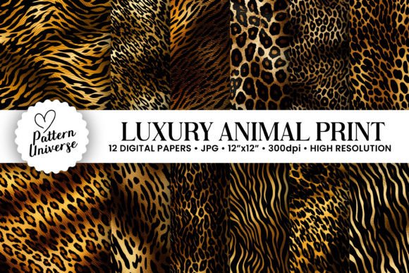 Download Gold Black Animal Print Digital Papers - Digital Collection