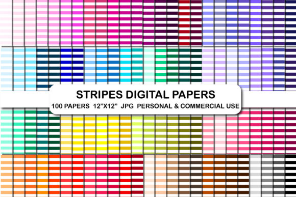 Download 100 Horizontal Stripes Digital Paper Set - Digital Collection