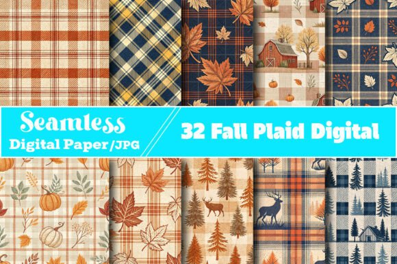 Download Fall Plaid Digital Paper Backgrounds - Digital Collection