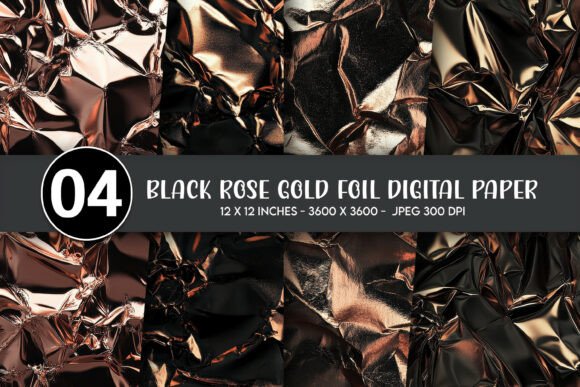 Download Black Rose Gold Foil Digital Paper - Digital Collection