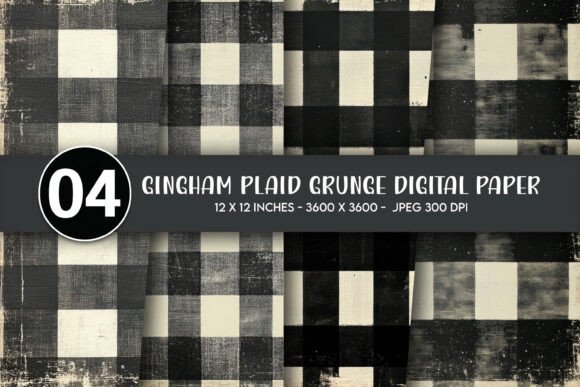 Download Gingham Plaid Grunge Digital Paper - Digital Collection