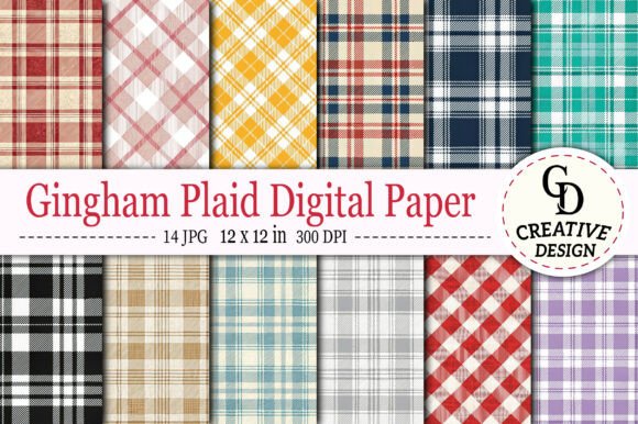 Download Gingham Plaid Digital Paper - Digital Collection
