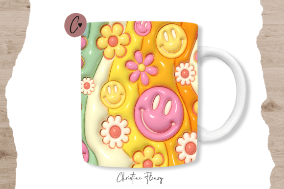 Download Inflated Retro Smiley Mug Wrap - Mug Collection