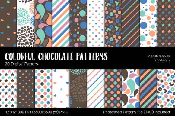 Download Colorful Chocolate Digital Papers - Digital Collection