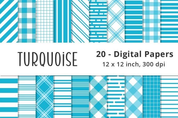 Download Turquoise Blue Stripes Digital Paper - Digital Collection