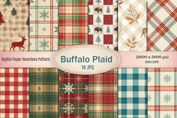 Download Buffalo Plaid Christmas Digital Paper - Digital Collection