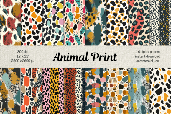 Download Modern Animal Print Digital Papers Set - Digital Collection