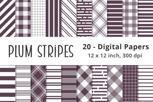 Download Plum Purple Stripes Digital Paper Pack - Digital Collection